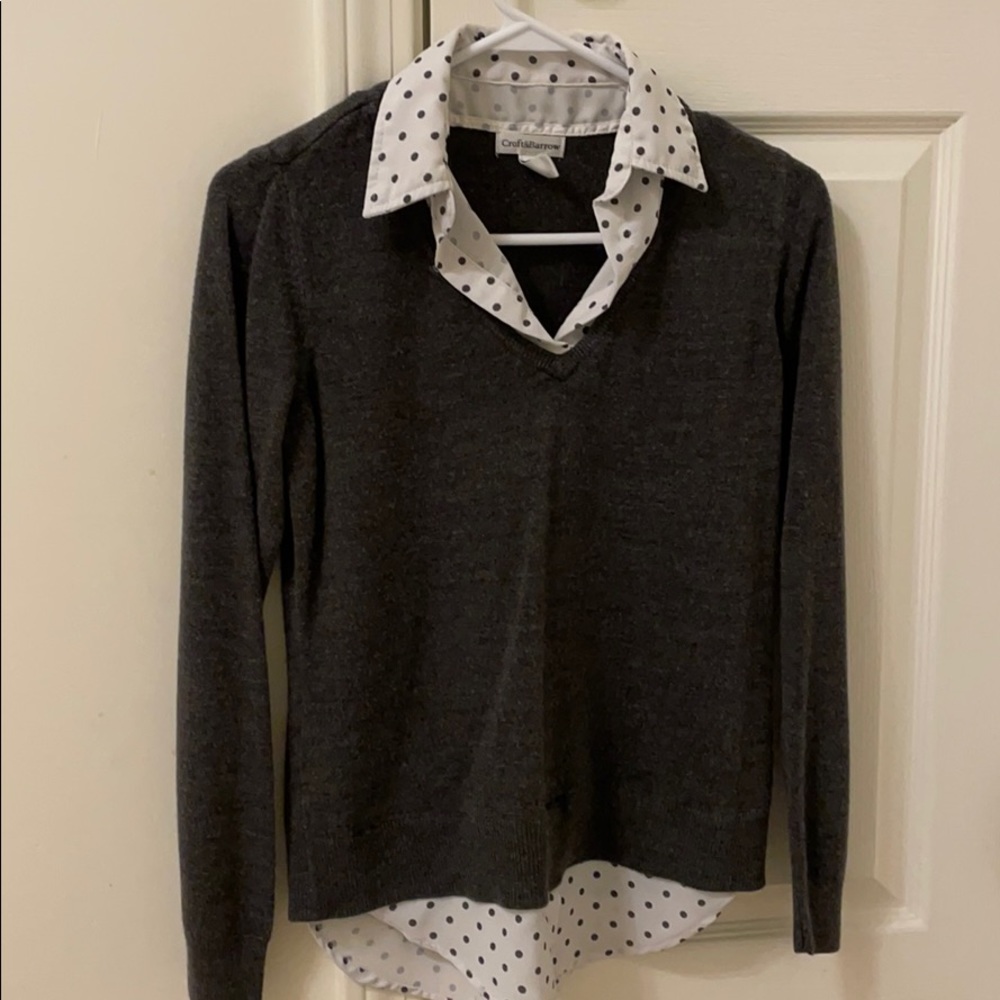 Croft & Barrow Sweater w/ Collar (Charcoal Grey)